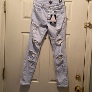 MAN BoohooMAN Skinny Stretch All Over Rip Jeans Bleach Wash-28-R NWT